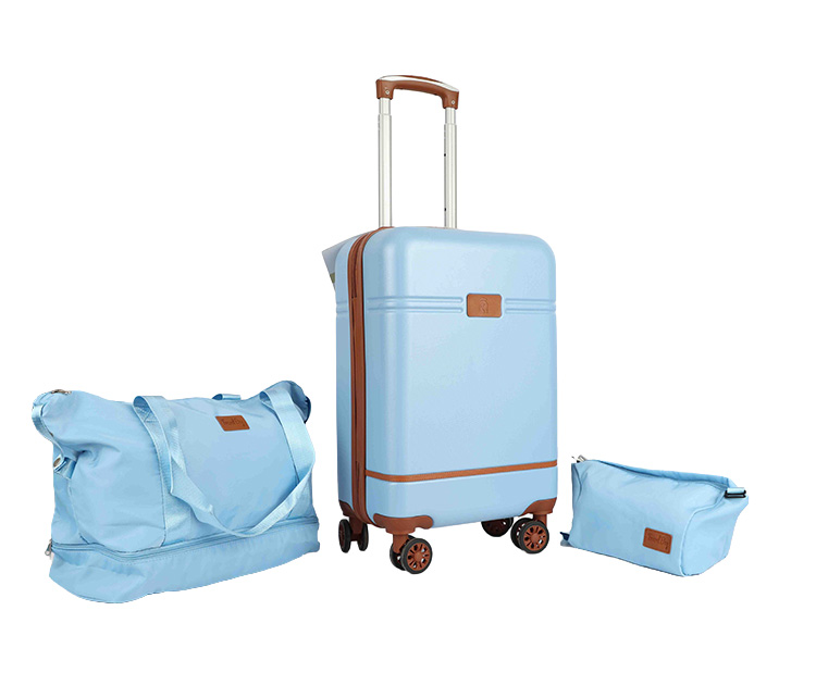 מזוודת טרולי 20 עם 2 תיקים צבע תכלת TRAVEL SMART