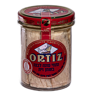 נתחי טונה לבנה בשמן זית צנצנת-ortiz