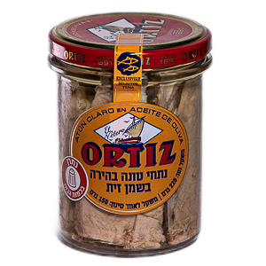 נתחי טונה בהירה בשמן זית צנצנת-ortiz