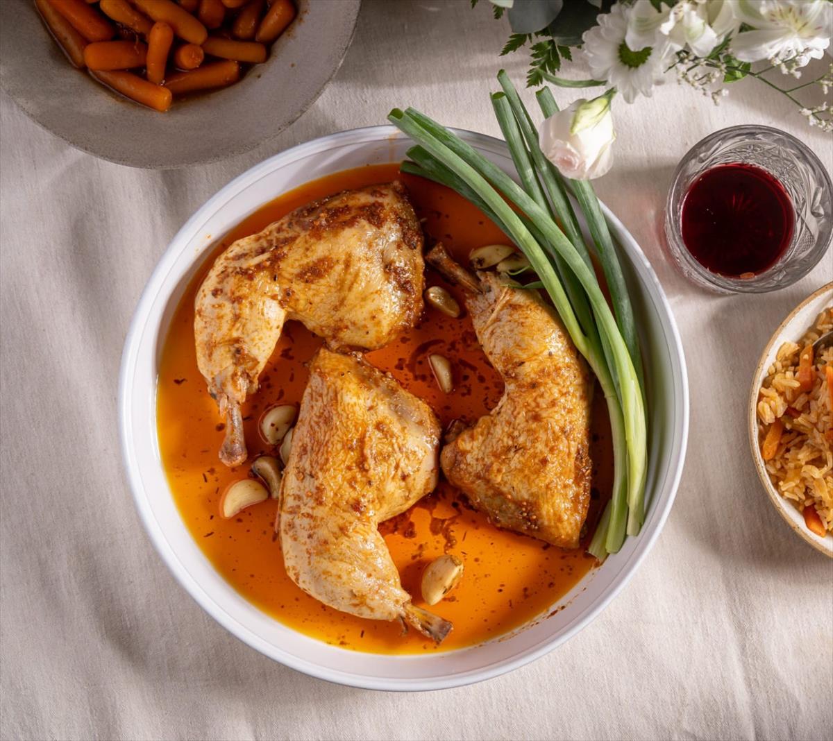 Grilled chicken quarter