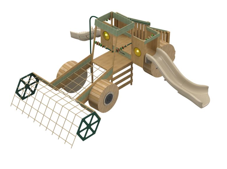 Tractor-Themed Play Structure – Robinia Wood