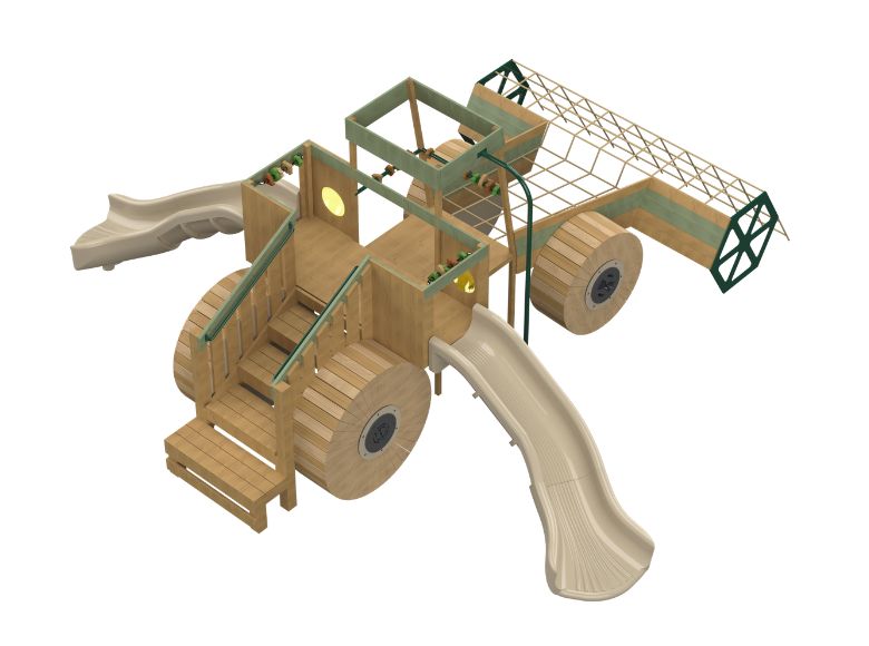 Tractor-Themed Play Structure – Robinia Wood