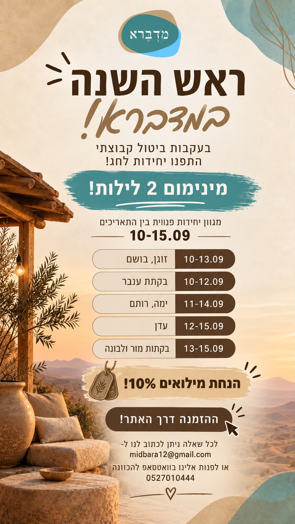 ביטול מיידי לראש השנה! כל סוגי היחידות :)